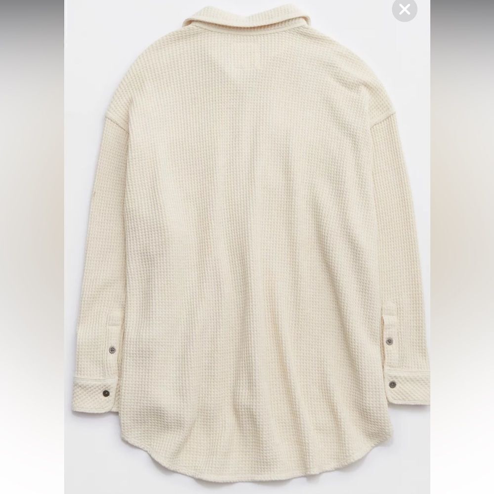 aerie XXL Lumber Jane Cream Heather Frost Waffle Knit Shirt - Picture 8 of 9